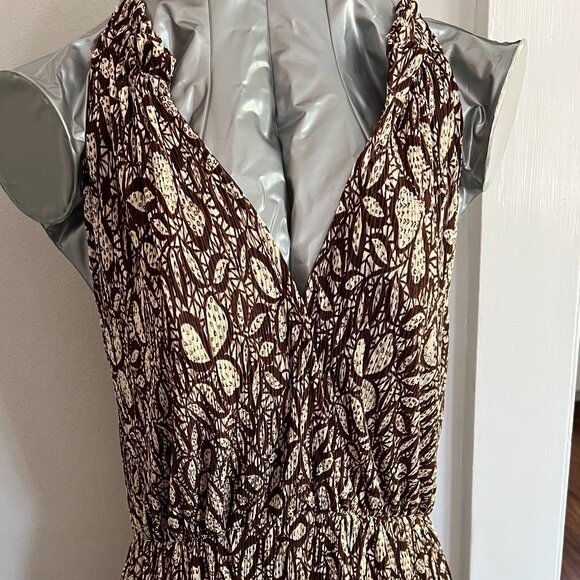 Mango Halter-Neck Midi Dress, brown/cream, S S (4) - Picture 2 of 13
